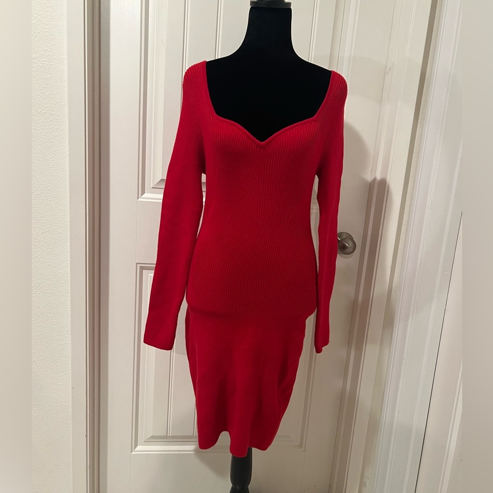 Abercrombie & Fitch Women’s Long Sleeve Knit Mini Sweater Dress Red M Petite
